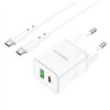 Charger Borofone BN7 20W USB-C/USB-A + USB-C to USB-C cable 1.0m white