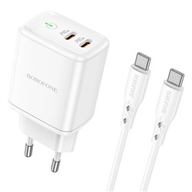 Charger Borofone BN9 35W 2xUSB-C + USB-C to USB-C cable 1.0m white