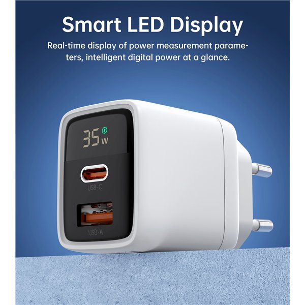 Charger Choetech PD6052 35W USB-C/USB-A white