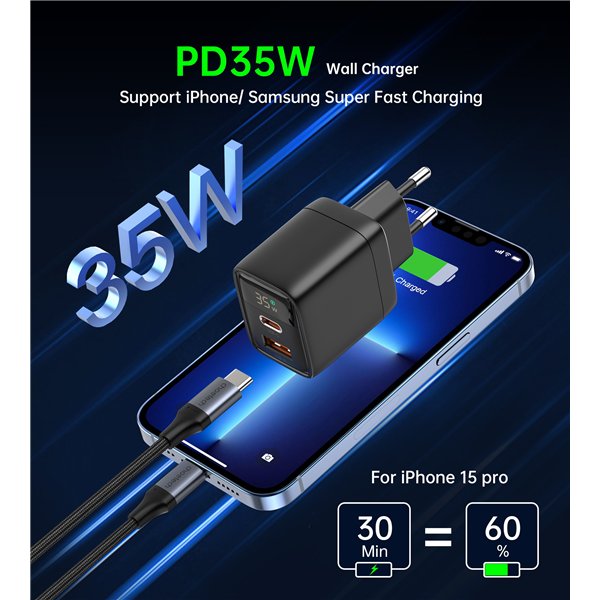 Charger Choetech PD6052 35W USB-C/USB-A black