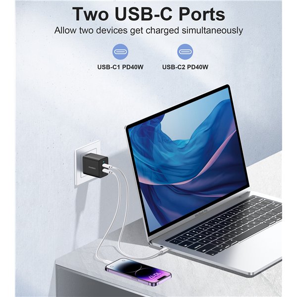 Charger Choetech Q5006 40W 2xUSB-C black