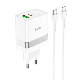 Charger Hoco N21 30W USB-C/USB-A + USB-C to USB-C cable 1.0m white