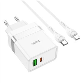 Charger Hoco N21 30W USB-C/USB-A + USB-C to USB-C cable 1.0m white