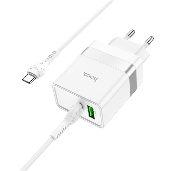 Charger Hoco N21 30W USB-C/USB-A + USB-C to USB-C cable 1.0m white