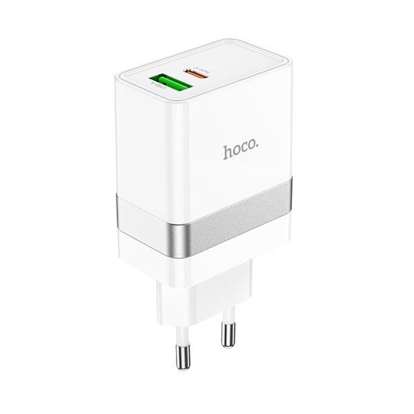 Įkroviklis Hoco N21 30W USB-C/USB-A baltas
