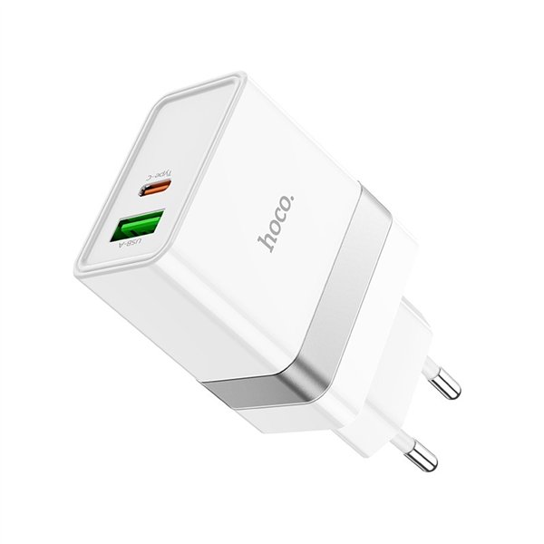 Įkroviklis Hoco N21 30W USB-C/USB-A baltas
