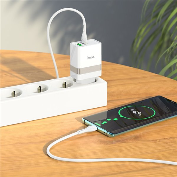 Įkroviklis Hoco N21 30W USB-C/USB-A baltas