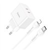 Įkroviklis Hoco N29 35W 2xUSB-C + USB-C to Lightning cable 1.0m baltas
