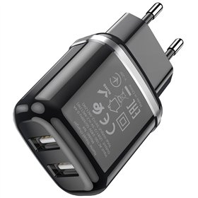Charger Hoco N4 12W 2xUSB-A black