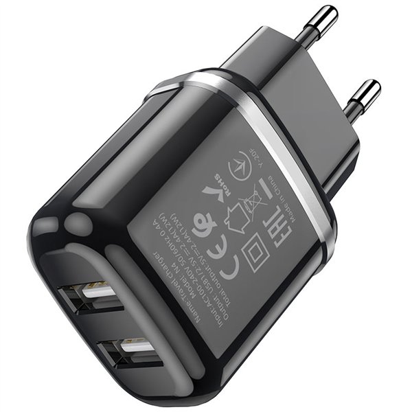 Charger Hoco N4 12W 2xUSB-A black