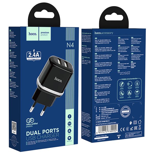 Charger Hoco N4 12W 2xUSB-A black
