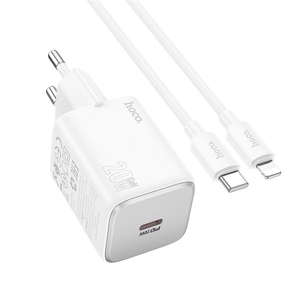 Charger Hoco N40 20W USB-C + USB-C to USB-C cable 1.0m white
