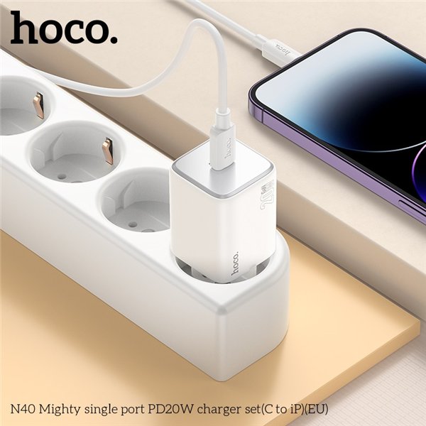 Charger Hoco N40 20W USB-C + USB-C to USB-C cable 1.0m white