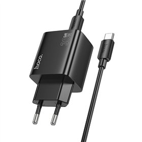 Charger Hoco N56 30W GaN 2xUSB-C/2xUSB-A + USB-C to USB-C cable 1.0m black