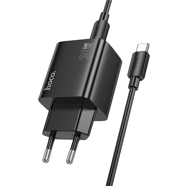 Charger Hoco N56 30W GaN 2xUSB-C/2xUSB-A + USB-C to USB-C cable 1.0m black