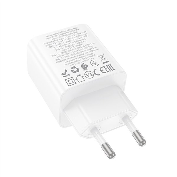 Charger Hoco N56 30W GaN 2xUSB-C/2xUSB-A white
