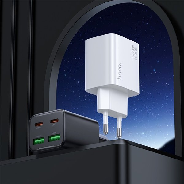 Charger Hoco N56 30W GaN 2xUSB-C/2xUSB-A white