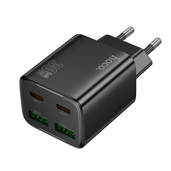 Charger Hoco N56 30W GaN 2xUSB-C/2xUSB-A black