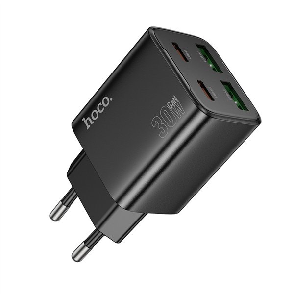 Charger Hoco N56 30W GaN 2xUSB-C/2xUSB-A black