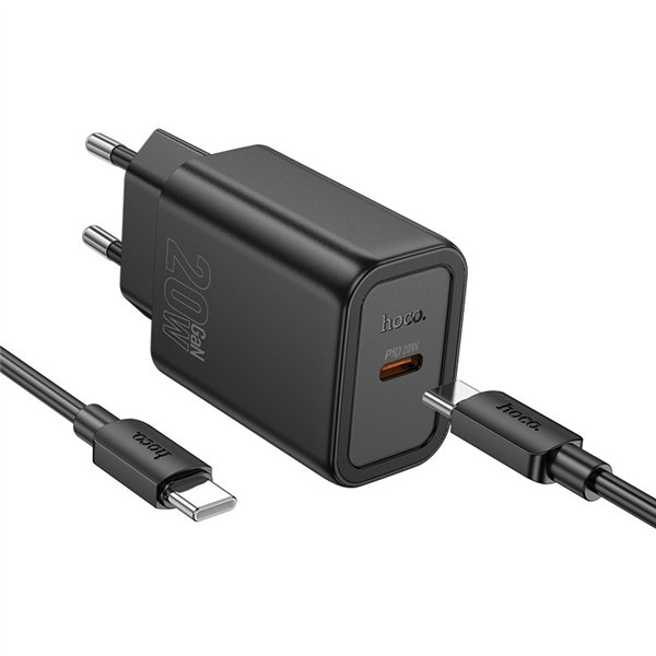 Charger Hoco N60 20W GaN USB-C + USB-C to USB-C cable 1.0m black