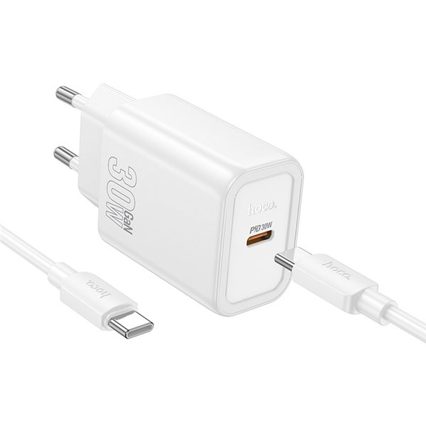 Charger Hoco N62 30W GaN USB-C + USB-C to USB-C cable 1.0m white