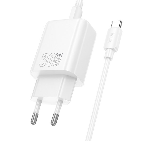 Charger Hoco N62 30W GaN USB-C + USB-C to USB-C cable 1.0m white