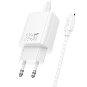 Charger Hoco N63 30W GaN USB-C/USB-A + USB-C to Lightning cable 1.0m white