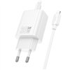 Charger Hoco N63 30W GaN USB-C/USB-A + USB-C to Lightning cable 1.0m white