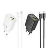 Charger Hoco N63 30W GaN USB-C/USB-A + USB-C to Lightning cable 1.0m white