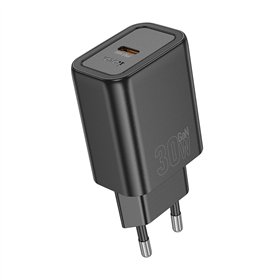 Charger Hoco N63 30W GaN USB-C/USB-A black