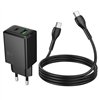 Charger Hoco N71 30W GaN USB-C/USB-A + USB-C to USB-C cable 1.0m black