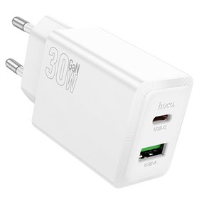 Charger Hoco N71 30W GaN USB-C/USB-A white