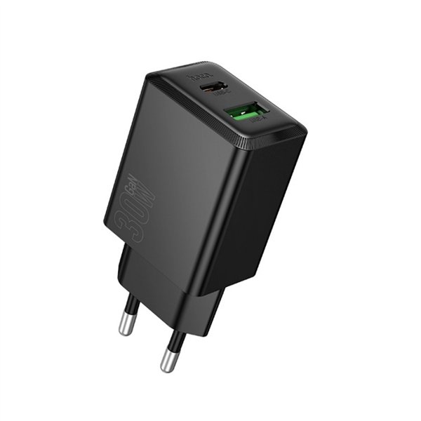 Charger Hoco N71 30W GaN USB-C/USB-A black