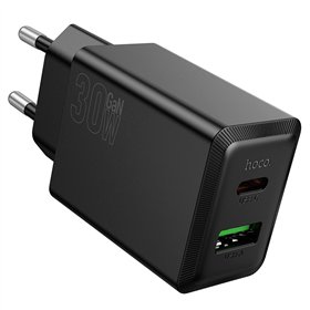 Charger Hoco N71 30W GaN USB-C/USB-A black
