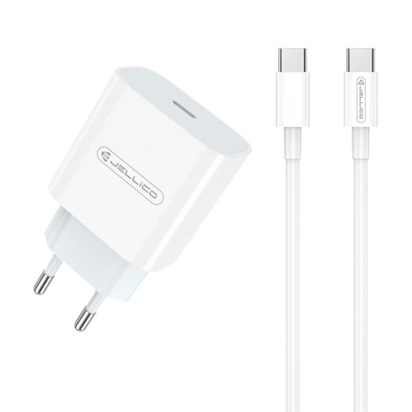 Charger Jellico AK180 20W USB-C + USB-C to USB-C cable 1.0m white