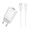 Charger Jellico EU01 2.4A USB-A + USB-A to USB-C cable 1.0m white