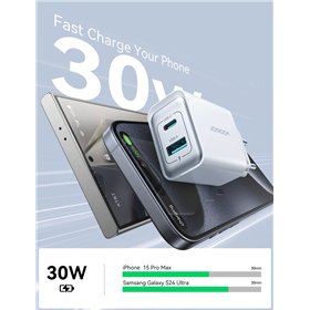 Charger Joyroom JR-TCF15 30W USB-C/USB-A white