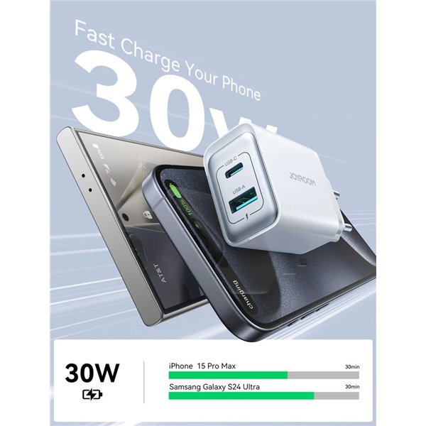 Charger Joyroom JR-TCF15 30W USB-C/USB-A white