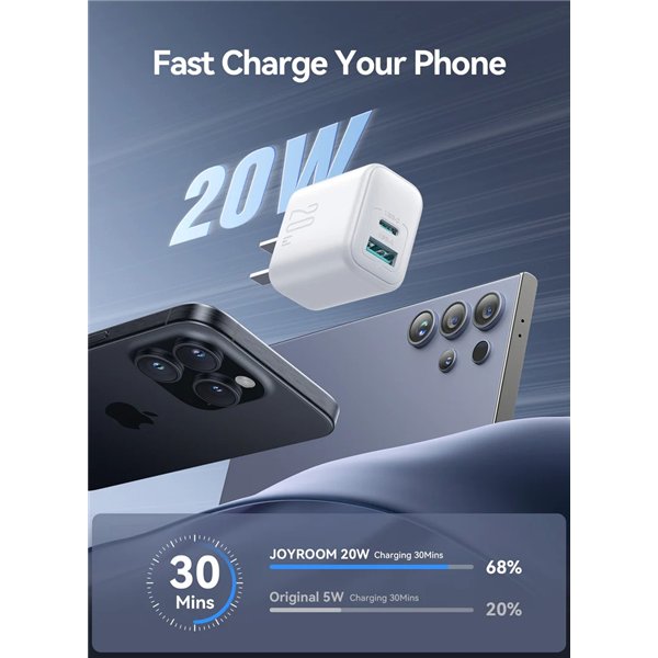 Charger Joyroom JR-TCF21 20W USB-C/USB-A white