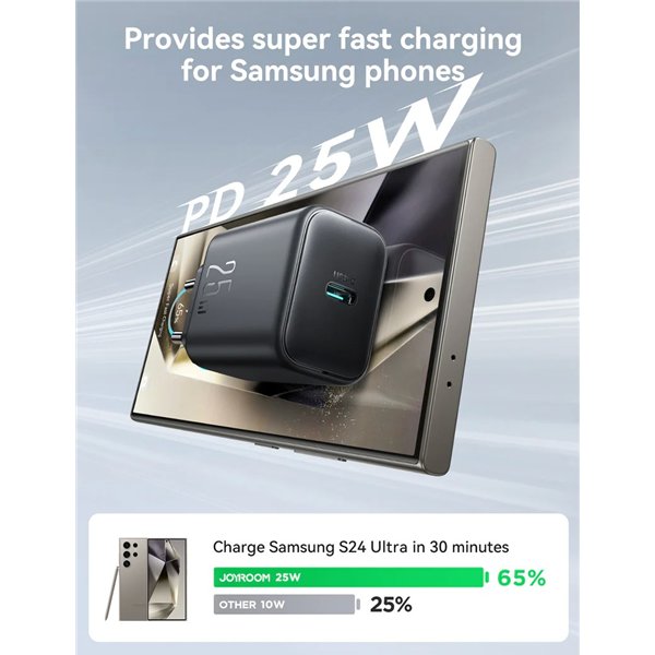 Charger Joyroom JR-TCF23 25W USB-C + USB-C to USB-C cable 1.0m black