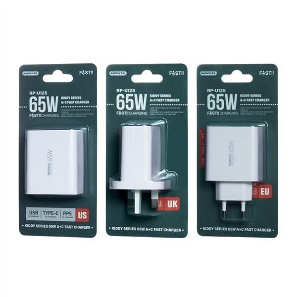 Charger Remax RP-U125 65W GaN USB-C/USB-A white
