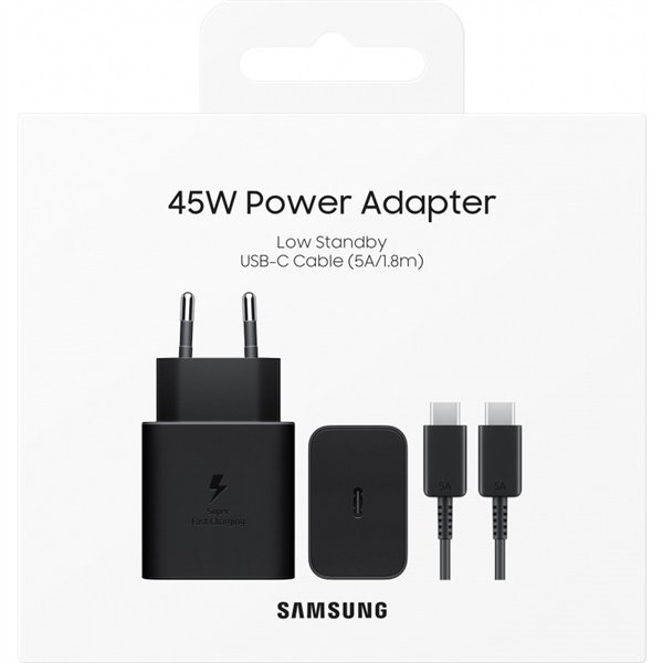 Charger Samsung EP-T4511XBEGEU 45W + USB-C to USB-C cable 1.8m black