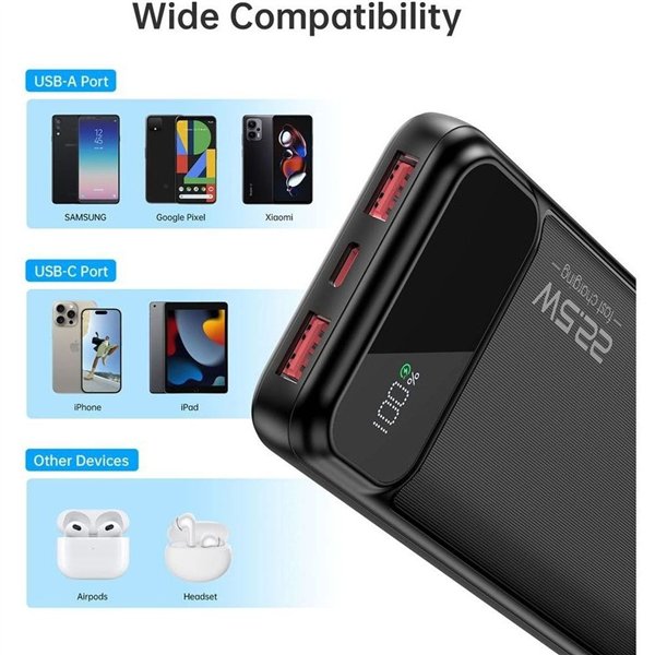 External battery Power Bank Choetech B728 22.5W 10000mAh black