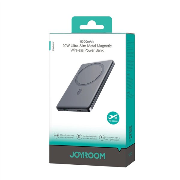 External battery Power Bank Joyroom JR-PBM08 20W Magnetic Wireless 5000mAh Space Grey