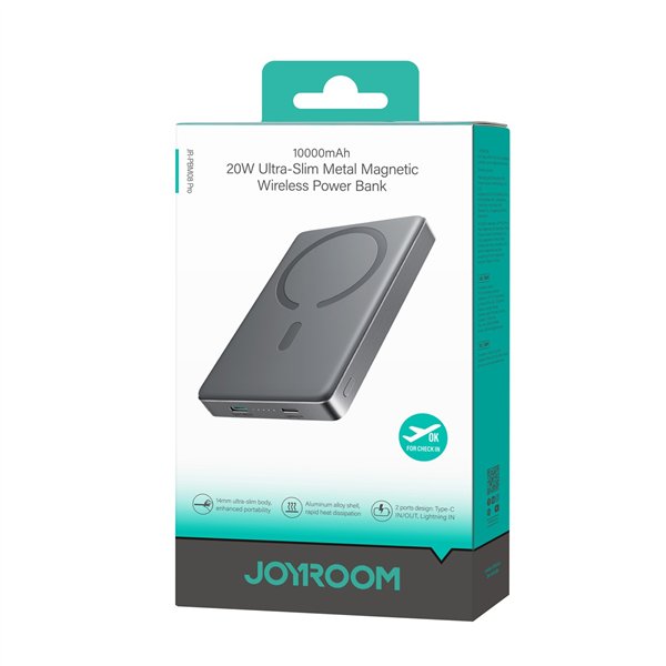 External battery Power Bank Joyroom JR-PBM08 Pro 20W Magnetic Wireless 10000mAh Space Grey
