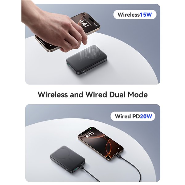 External battery Power Bank Joyroom JR-PBM12 22.5W Magnetic Wireless 10000mAh black