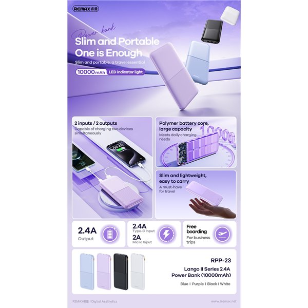 External battery Power Bank Remax RPP-23 12W 10000mAh black