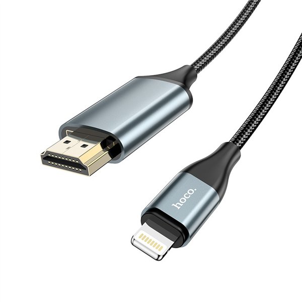 Kabelis Hoco UA15 Lightning to HDMI 2.0m pilkas