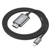 Kabelis Hoco UA27 Lightning to HDMI 2.0m pilkas