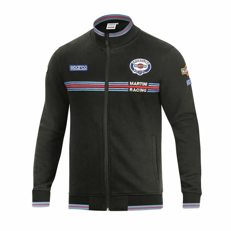 Miesten huputon collegepaita Sparco MARTINI RACING Musta Koko XL